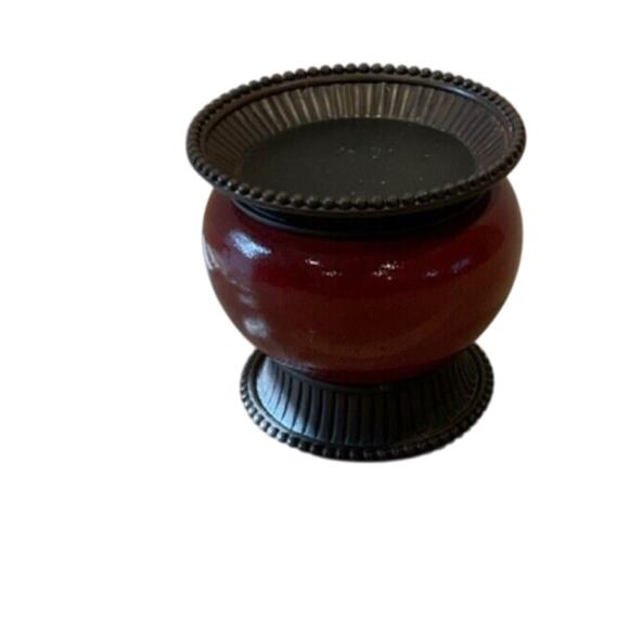 PartyLite Moroccan Spice Pillar Holder Retired 5" Tall Burgundy Minor Flaw - Picture 1 of 2
